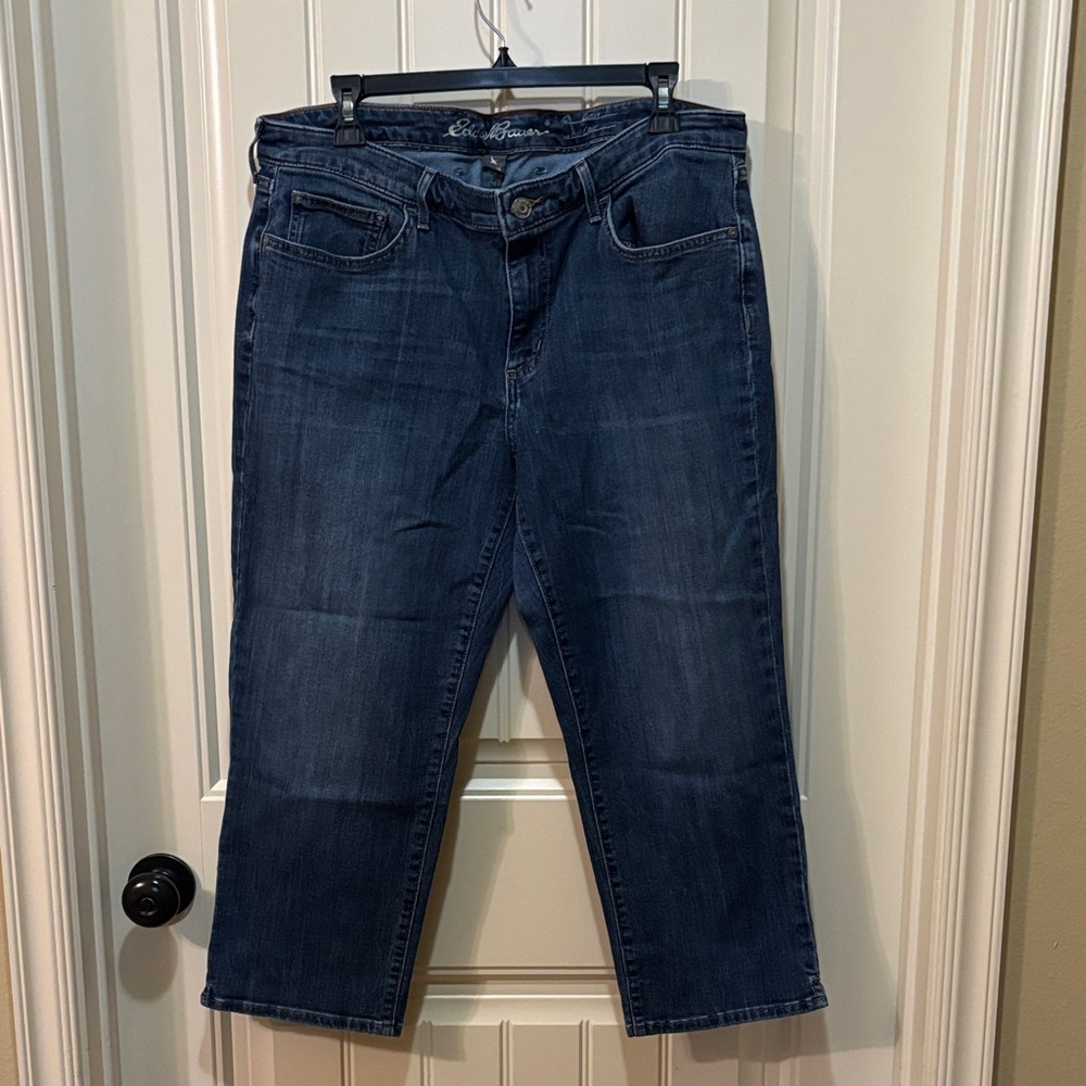 2 pairs of Eddie Bauer Dark Blue Cropped Jeans